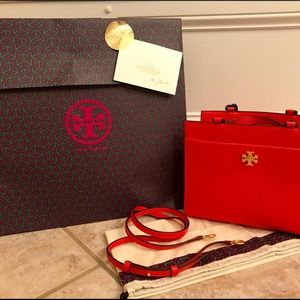 Tory Burch Kira Small Tote in Poppy